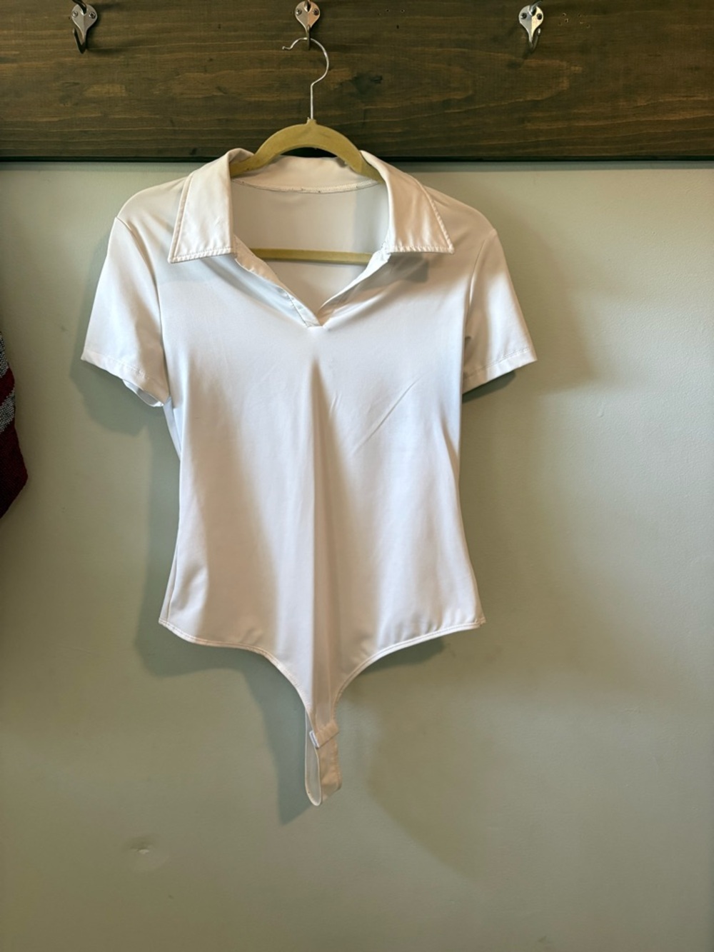 Medium White Collared Bodysuit Top - Women